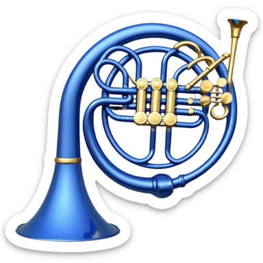 Blue french horn sticker