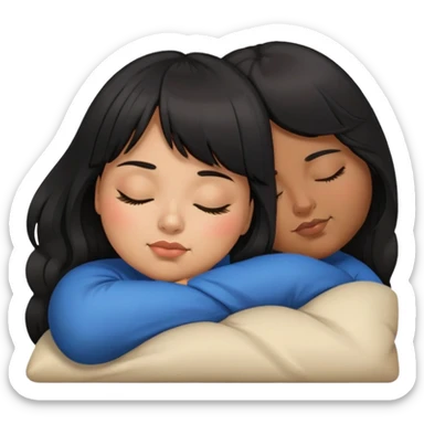 Latina girl with bangs black long hair plus size sleeping sticker