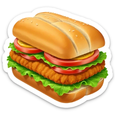 schnitzel sandwich: an oblong roll topped with a schnitzel, served on a lettuce leaf sticker