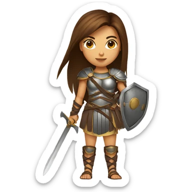 Girl gladiator with long straight brown hair and sunglasses  sticker