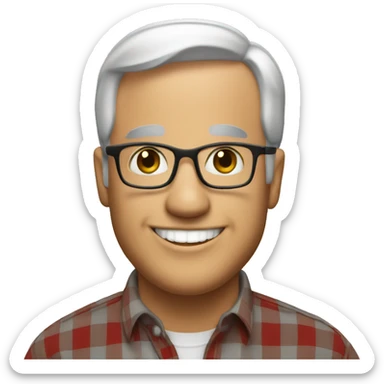 Tim Walz smiling & wearing a plaid shirt sticker