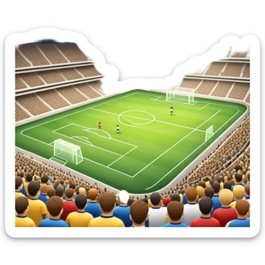 An icon showing a soccer stadium filled with close-up players in action, inspired by EA Sports FC 25. The design features players on the field, with the stadium lights shining brightly and a lively crowd in the stands. Transparent background highlights the energy and excitement of the match. sticker