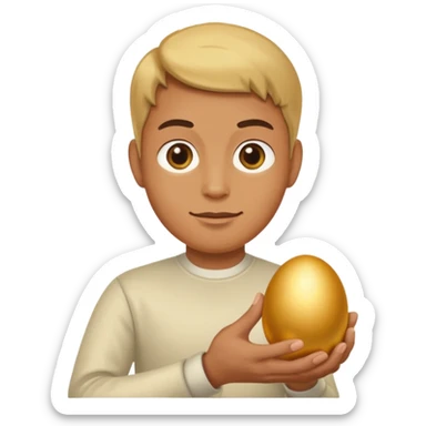 Possessively holding a golden egg sticker