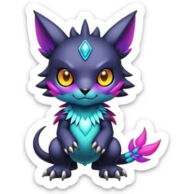 Cute cool colorful dark fantasy-Digimon-animal-hybrid full body sticker