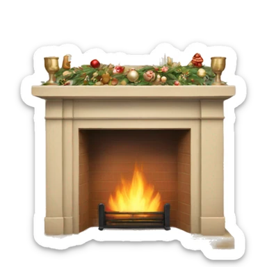Winter christmas beige FirePlace sticker