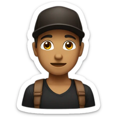 I want you to create an emojic of a boy with a brown cap and black shirt sticker