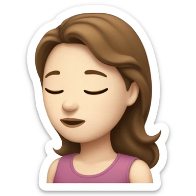 An emoji of a girl with brown hair white skin sleeping sticker