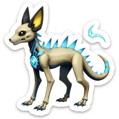 Elemental Skeletal-Manectric-Electrike-Lucio-Cubone-Umbreon-Marowak-Draco-Fakémon-hybrid-creature (full body), 4 legs sticker