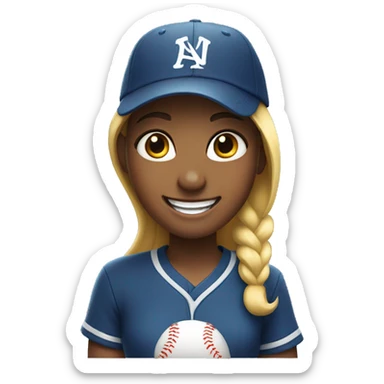 girl with baseball cap grin sticker