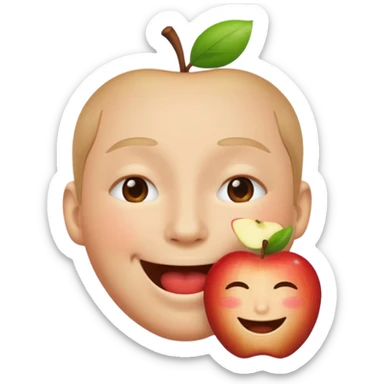 Make me an apple emoji of a person smiling with eyes closed and an open mouth with no teeth sticker