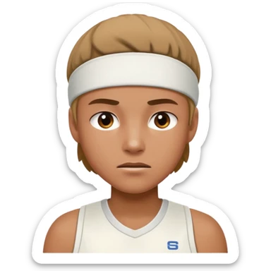 Tennis player with white sweatband sticker