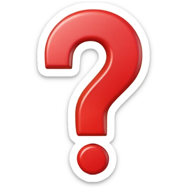 Generate a high-quality 3D cartoon-style emoji of a red question mark, smooth gradient colors, rounded and cute appearance, simple white background, high-resolution.
 sticker