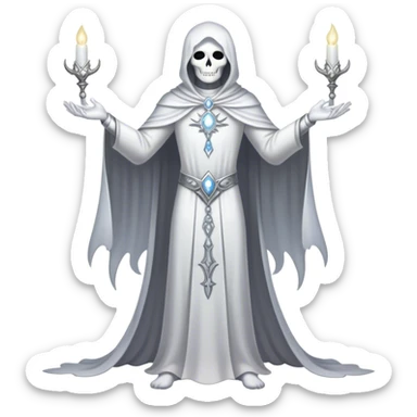 Full body, Cinematic and Ultra realistic 32k HD hauntingly beautiful specter with Balanced features, highly detailed, glowing with silver light, high shine, remembrance, a painting of white silver, fanciful, enchanting. The image is so lifelike it could leap off the canvas at any moment sticker