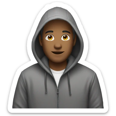 grayscale man in a hooded jacket sticker