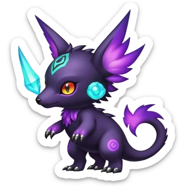 Cute cool colorful dark nebula fantasy-Fakemon-Digimon-animal-hybrid full body sticker