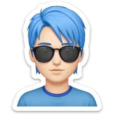 Musica voy with blue hair AND sunglasses sticker