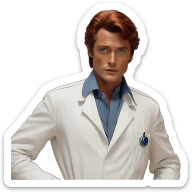 alain delon young space doctor blue eyes neat red hair sticker