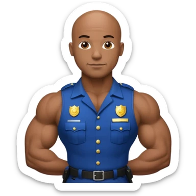 black bald police bodybuilder  sticker