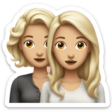 1 lady with ash blonde hair and 1 lady with brown hair madly in love sticker