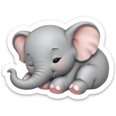 Meme-Worthy Cute Sleeping Baby Elephant Portrait Emoji, Head resting peacefully with a contented smile, showcasing a delightfully tiny build and a luxuriously soft gray hide, eyes shut in a serene, restful nap, Simplified yet hilariously adorable features, highly detailed, glowing with a soft, drowsy light, high shine, relaxed and utterly lovable, stylized with an air of playful laziness, bright and heartwarming, soft glowing outline, capturing the essence of a comically sleepy baby elephant, so meme-worthy it feels like it could instantly become the next viral sensation of adorable slumber! sticker