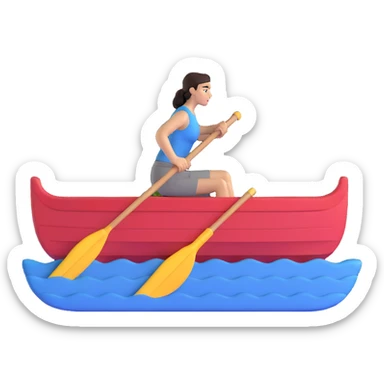 woman rowing a pink boat sticker