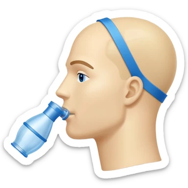 Simple blue VO2 max testing mouthpiece, exercise physiology equipment sticker