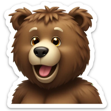 Furry brown bear sunny beach sticker