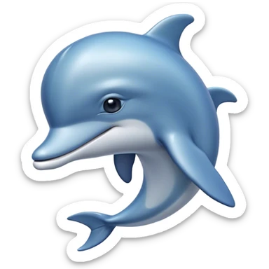 Cinematic Noble Dolphin Portrait Emoji, Poised and graceful, with a sleek, streamlined body of smooth, silvery-blue skin and a gentle, arched dorsal fin, deep, soulful eyes exuding intelligence, Simplified yet sharp and sophisticated features, highly detailed, glowing with a soft, aquatic luminescence, high shine, intelligent and elegant, stylized with an air of oceanic majesty, focused and fluid, soft glowing outline, capturing the essence of a watchful and confident marine guardian that seems ready to leap out of the screen with effortless authority! sticker