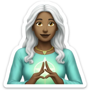 Pleiadian woman making peace sign sticker