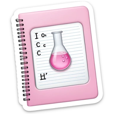 open baby pink note book with neat chemistry notes sticker