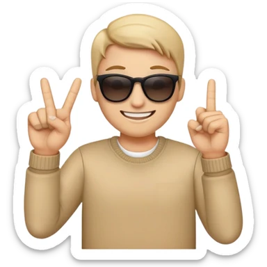 A emoji with deal with it shades and smiling while putting up the middle finger sticker