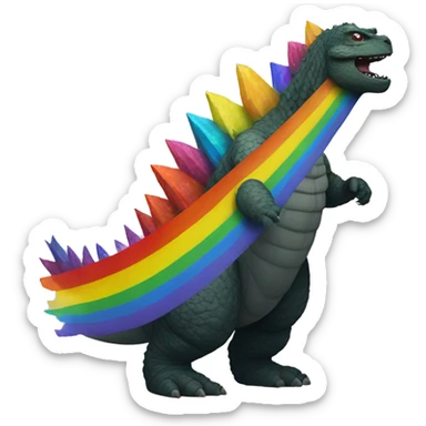 Godzilla with a rainbow sticker