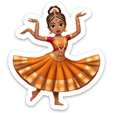 cinematic-realistic-bharatanatyam-dance-emoji,-depicted-as-an-elegant-classical-indian-dance-performance-with-graceful-poses,-intricate-costumes,-and-expressive-hand-gestures,-rendered-with-rich-textures-and-warm-dramatic-lighting, single dancer sticker