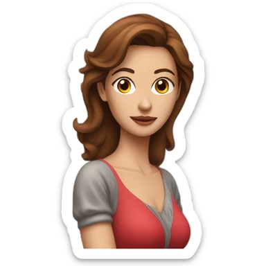 Woman with brown hair wearing a red bra sticker