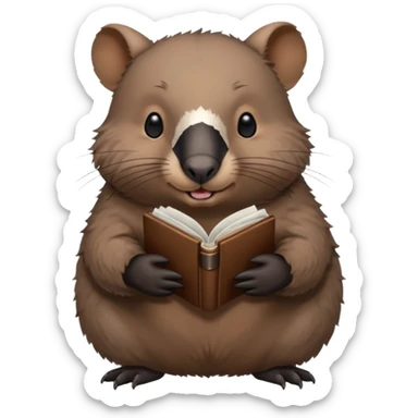 Wombat holding magpie sticker