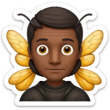 cabeza de señor mexicano, viejo, agregale un cuerpo de abeja, el pelo del señor hazlo oscuro,haz que el cuerpo sea de abeja y la acabeza del señor sticker