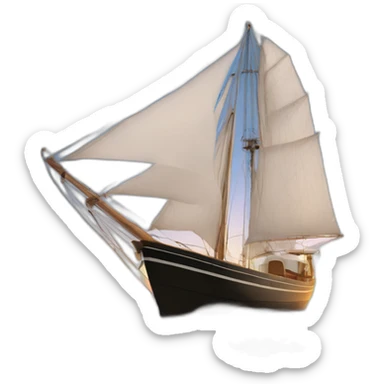 Barco velero blanco y atardecer sticker