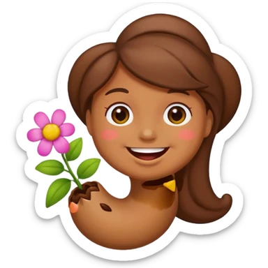 a little poop, who give a little flower sticker