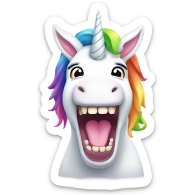 Rainbow unicorn with rabbit ears and bad teeth  sticker