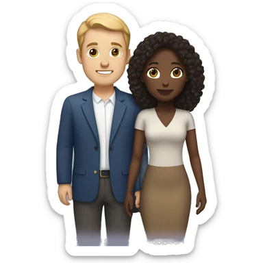 interracial couple with black woman and white man with brown hair sticker