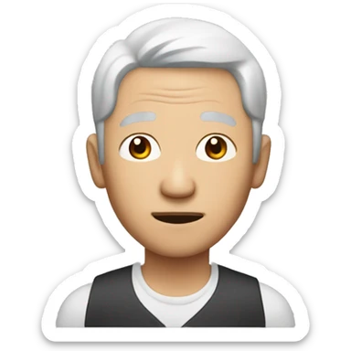 Asian man who age on 53 with glass and whie hair sticker