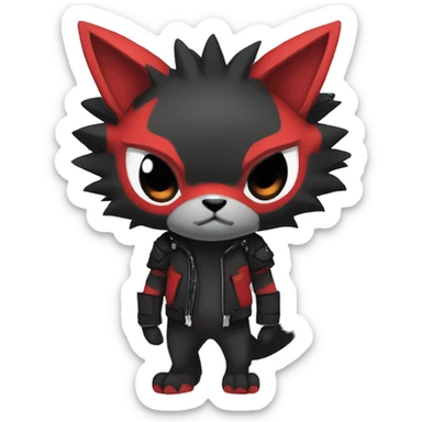 cool edgy black punk red animal hybrid Fakemon full body sticker