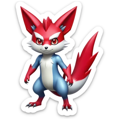 Cool Edgy Badass Shiny Digimon-Sneasel-Zangoose-hybrid full body sticker