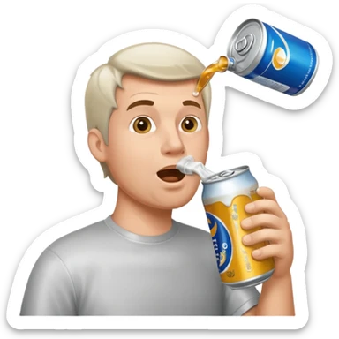Guy chugging a canned beer sticker