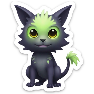 Cute cool fantasy dark-themed animal hybrid Fakemon full body sticker