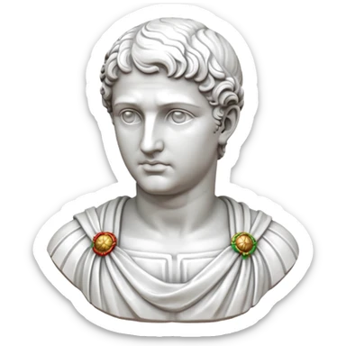 white classical roman bust, white stone sticker