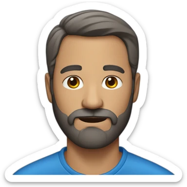 bold man with a beard around 50yo with blue shirt sticker