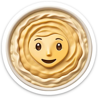Cinematic Realistic Hummus Dish Emoji, depicted as a creamy chickpea dip drizzled with olive oil rendered with rich textures and warm, inviting lighting. sticker