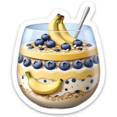 Overnight oats with banana,blueberries, honey, sky, chiaseeds sticker