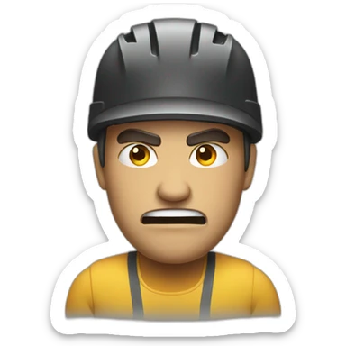 an angry man with a bicycle sticker